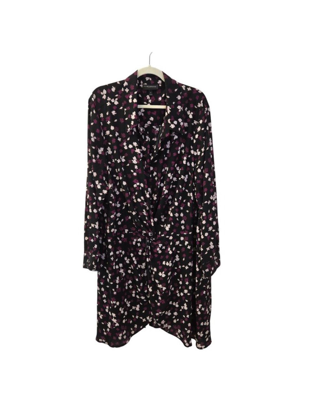 Lane Bryant Floral Twist Front Collared Long Tunic Top Size 28